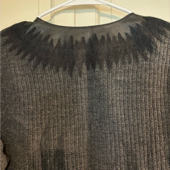 Lafayette 148 New York Size Small Brushed Wool, leather Combo Cardigan - Picture 5 of 8